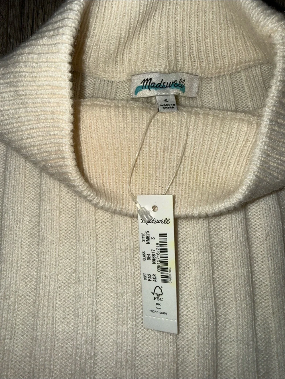 NWT Madewell Mockneck Crop wool blend Sweater size small